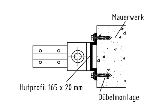 Pendeltür PVC - Montage Hutprofil